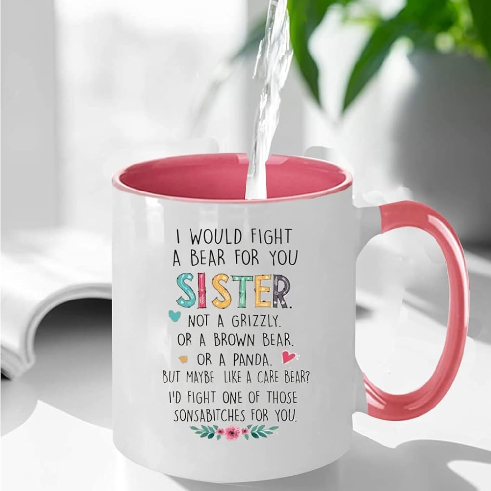 Funny Sister Gift, I Would Fight a Bear for You Coffee Mug for Sister's Birthday Christmas Gifts Coffee Mugs