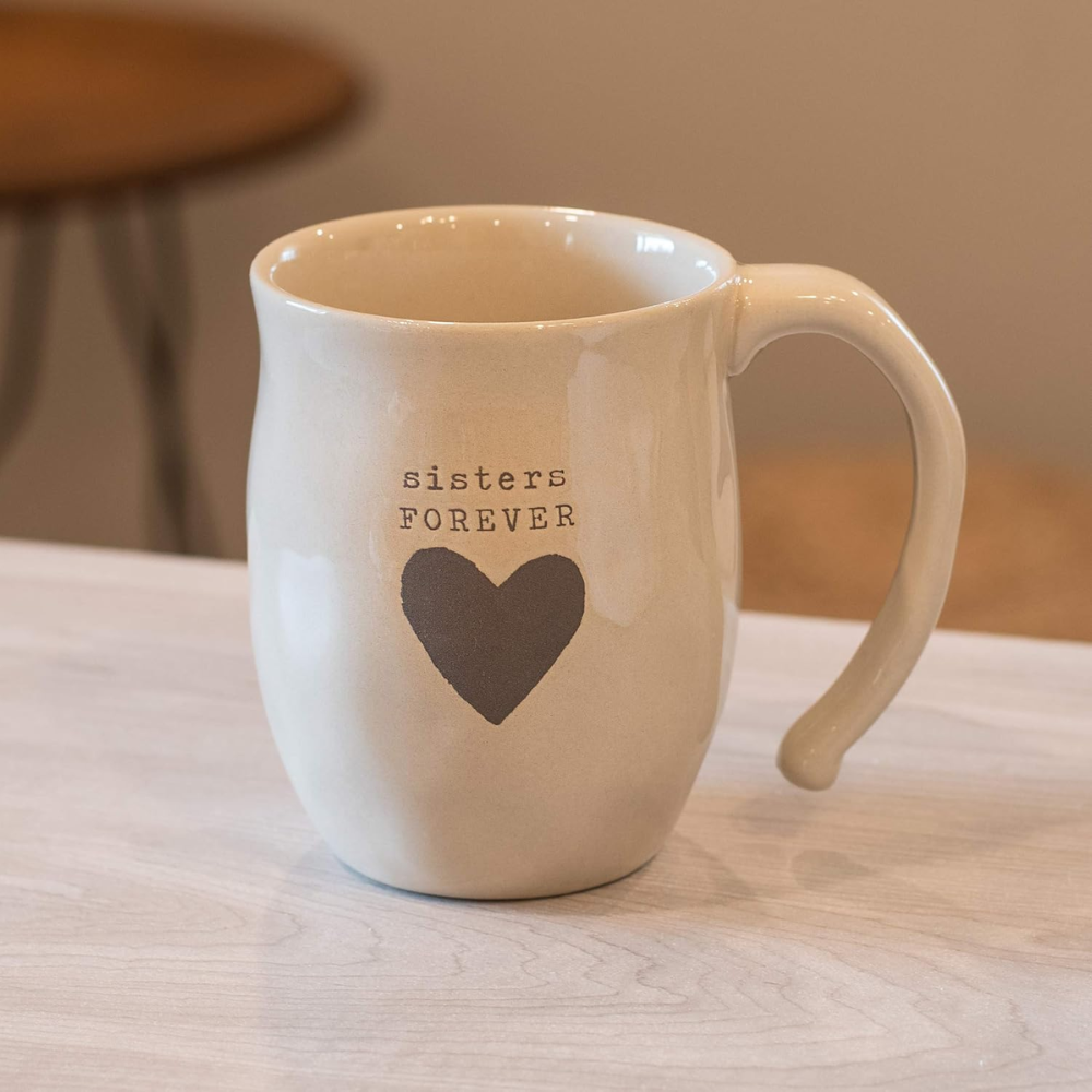 isters Forever Heart Cream Inspirational 16 ounce Ceramic Stoneware Coffee Mug