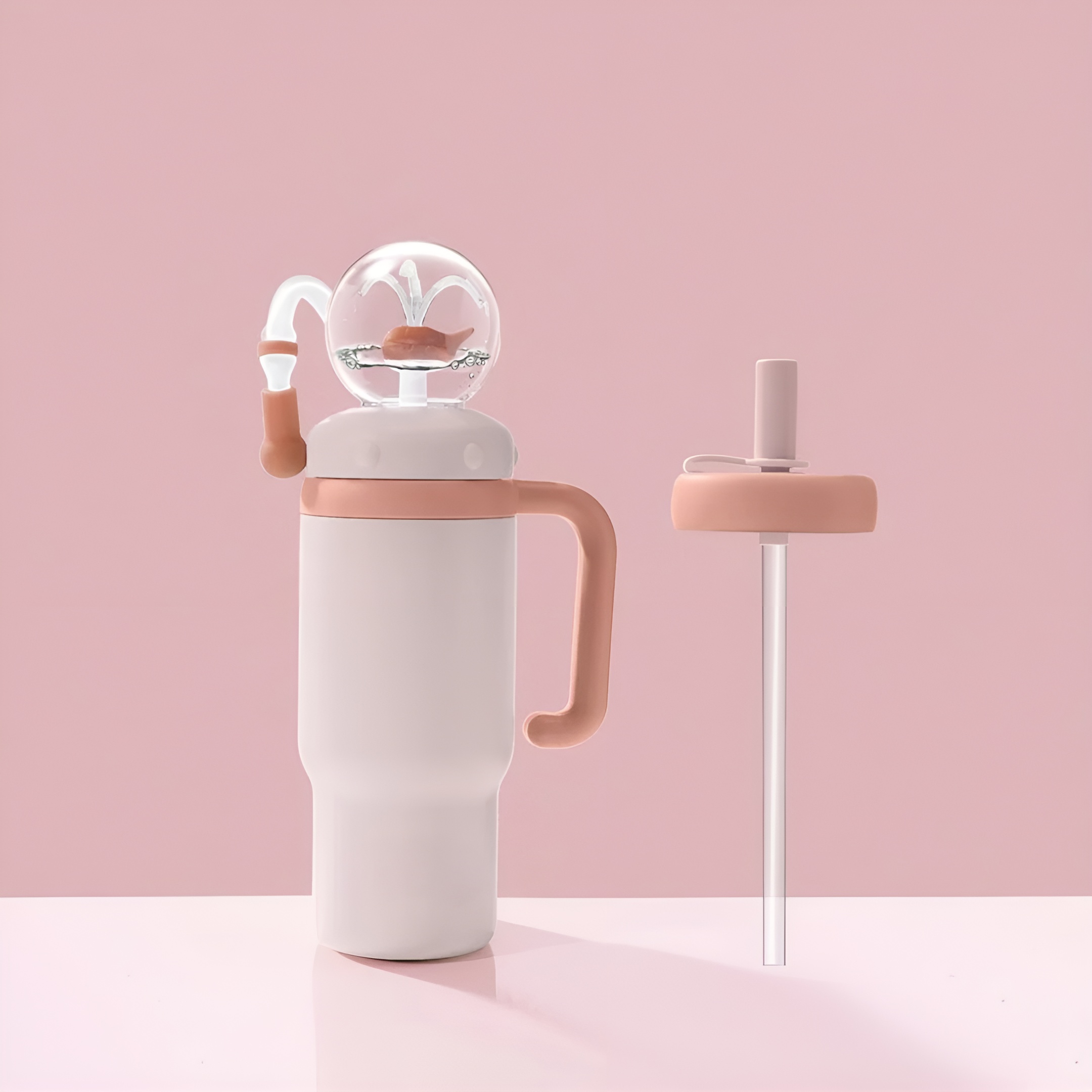 Insulated Whale Fountain Tumbler With Handle And Two Lids