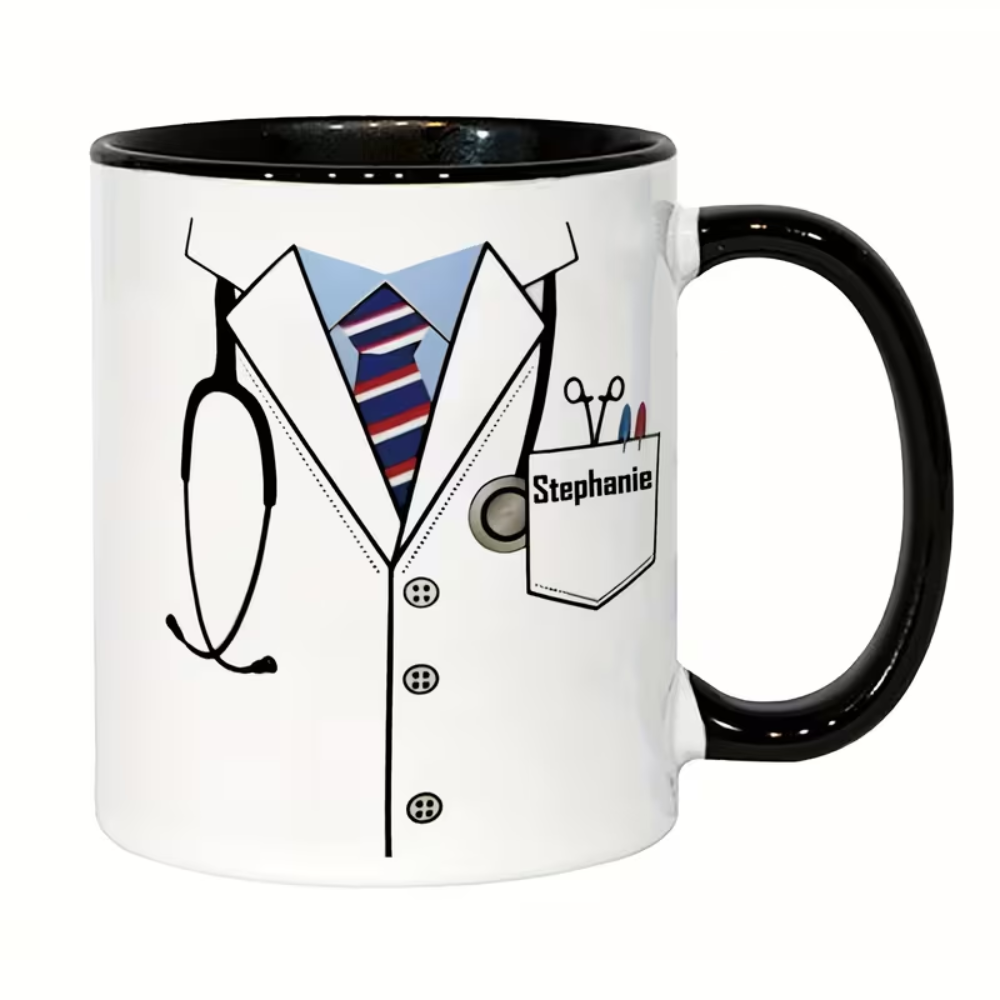 11 oz Personalized Doctor Ceramic Coffee Mug with Medical Attire Design
