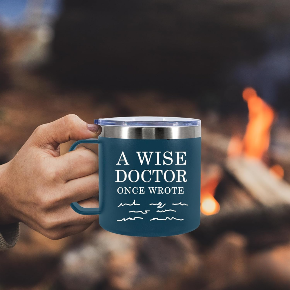 14 oz Stainless Steel Doctor Quote Insulated Coffee Mug with Handle and Lid