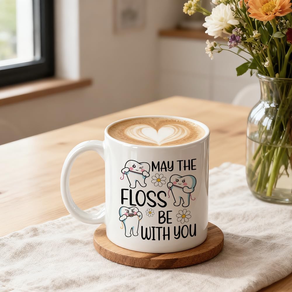 Humorous Dentist Coffee Mug May The Floss Be With You Dental Graduation and Appreciation Gift
