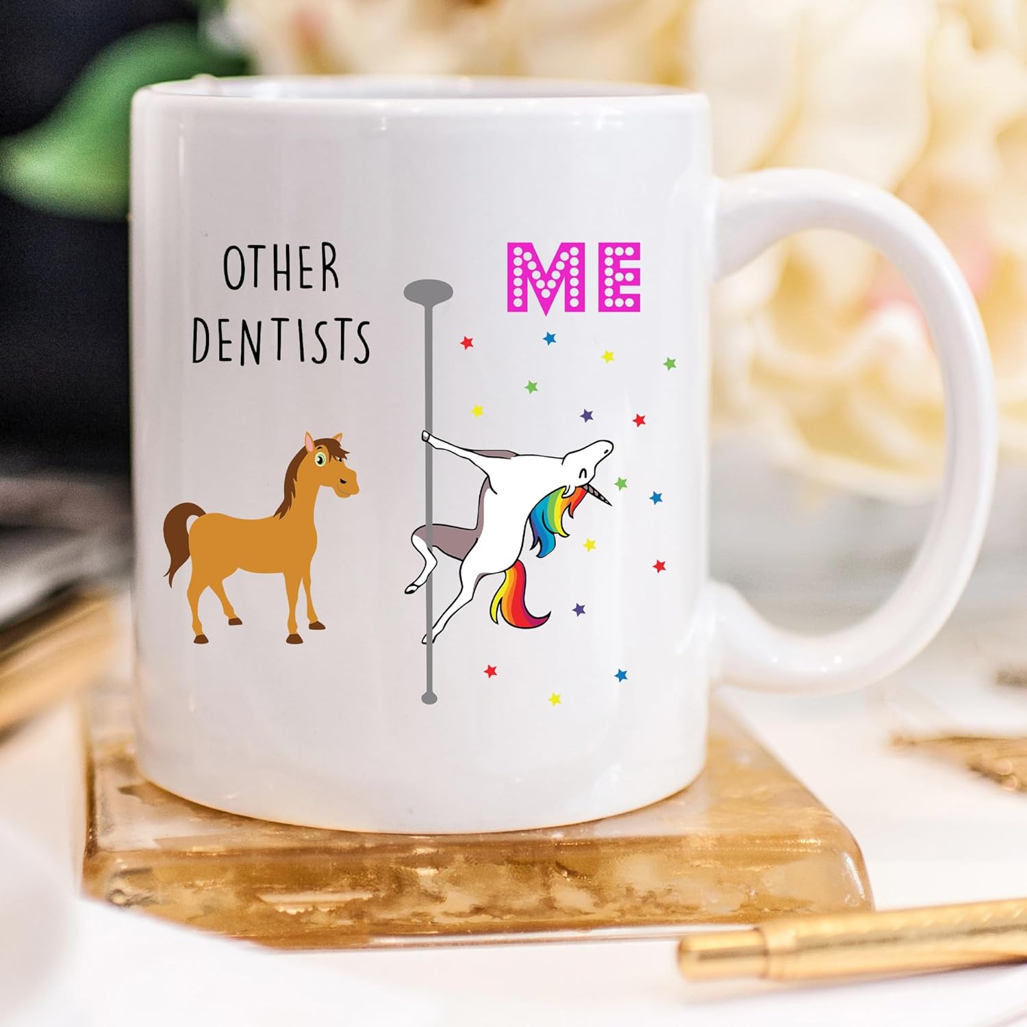 Unicorn Theme Dentist Coffee Mug Cute Dental Gift for Women Dentist Mug 11 Oz