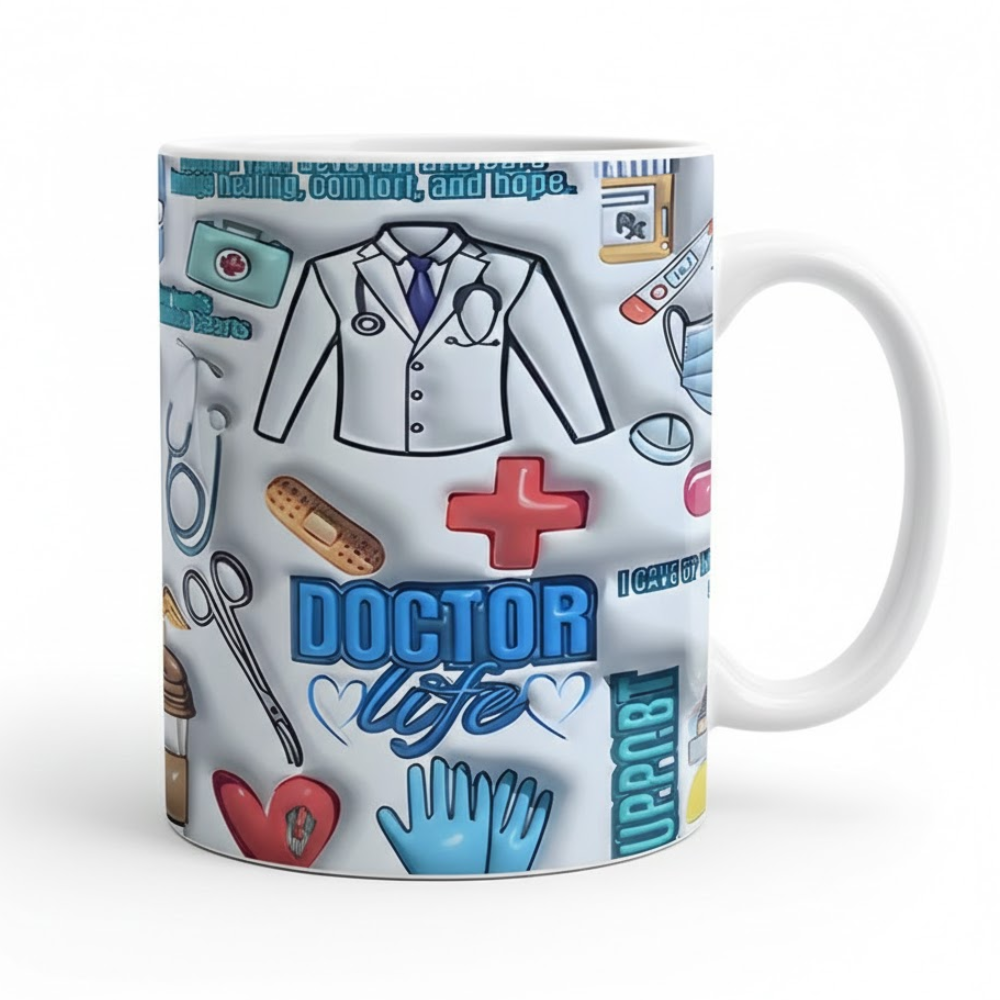 Ceramic Medical Theme Coffee Mug Doctor Nurse Pattern Drinkware