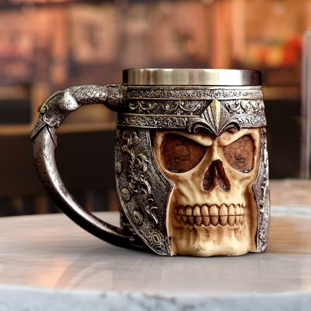 1 Piece Of Stainless Steel Viking Skull Coffee Mug 