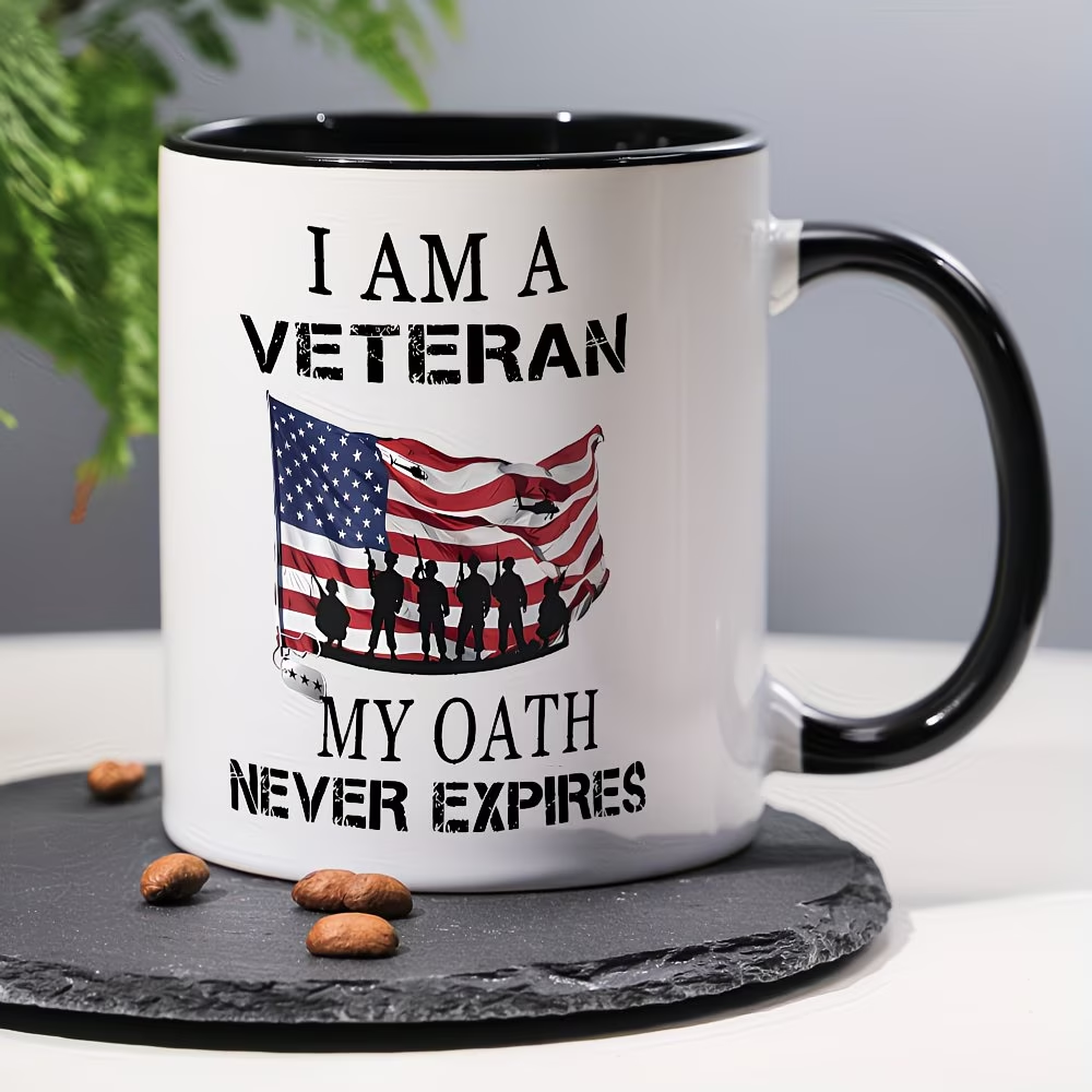 1pc, 11oz Ceramic Coffee Mug - Perfect Gift for Veterans, Grandpa, Office Use