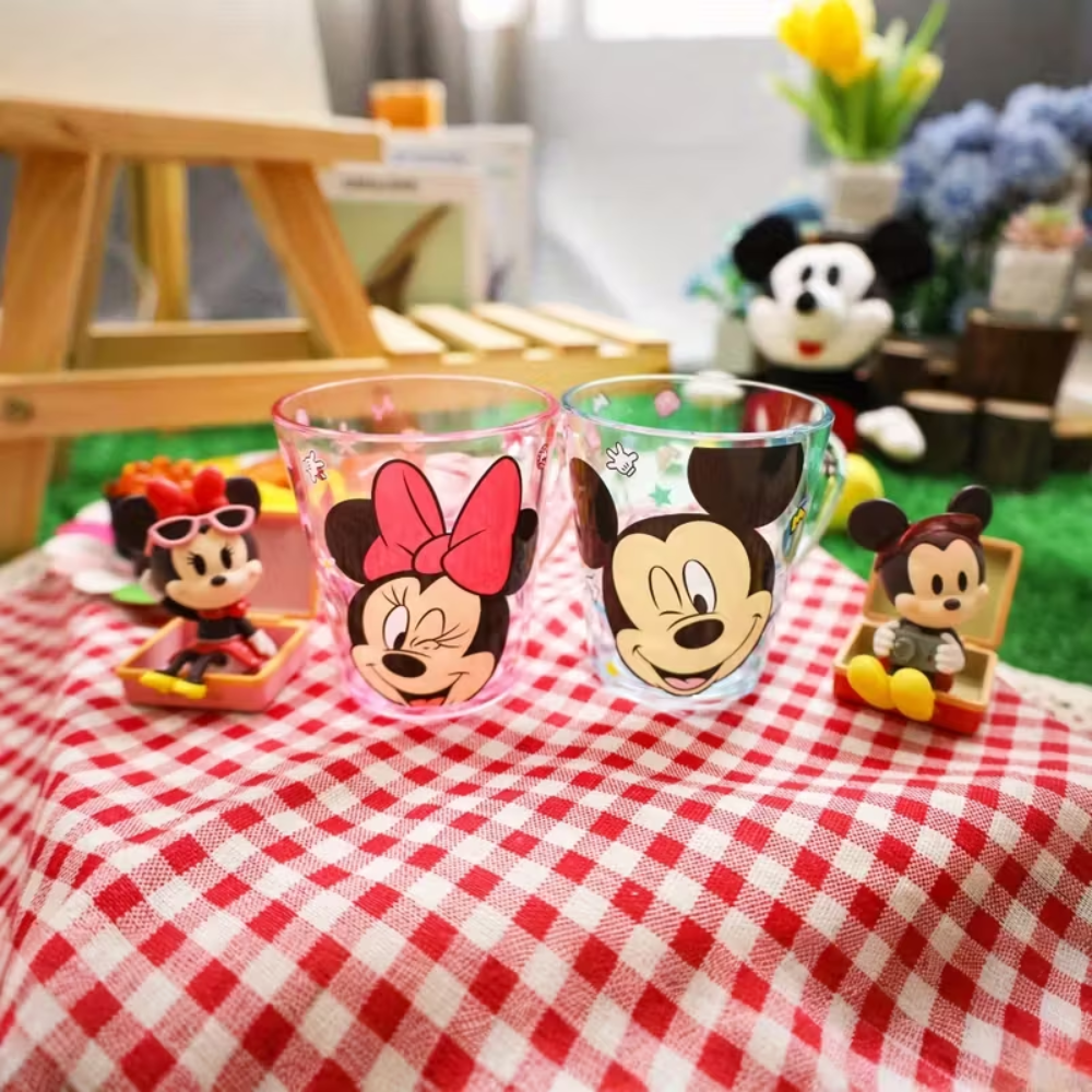 Mickey And Minnie Mouse Transparent Water Cup 
