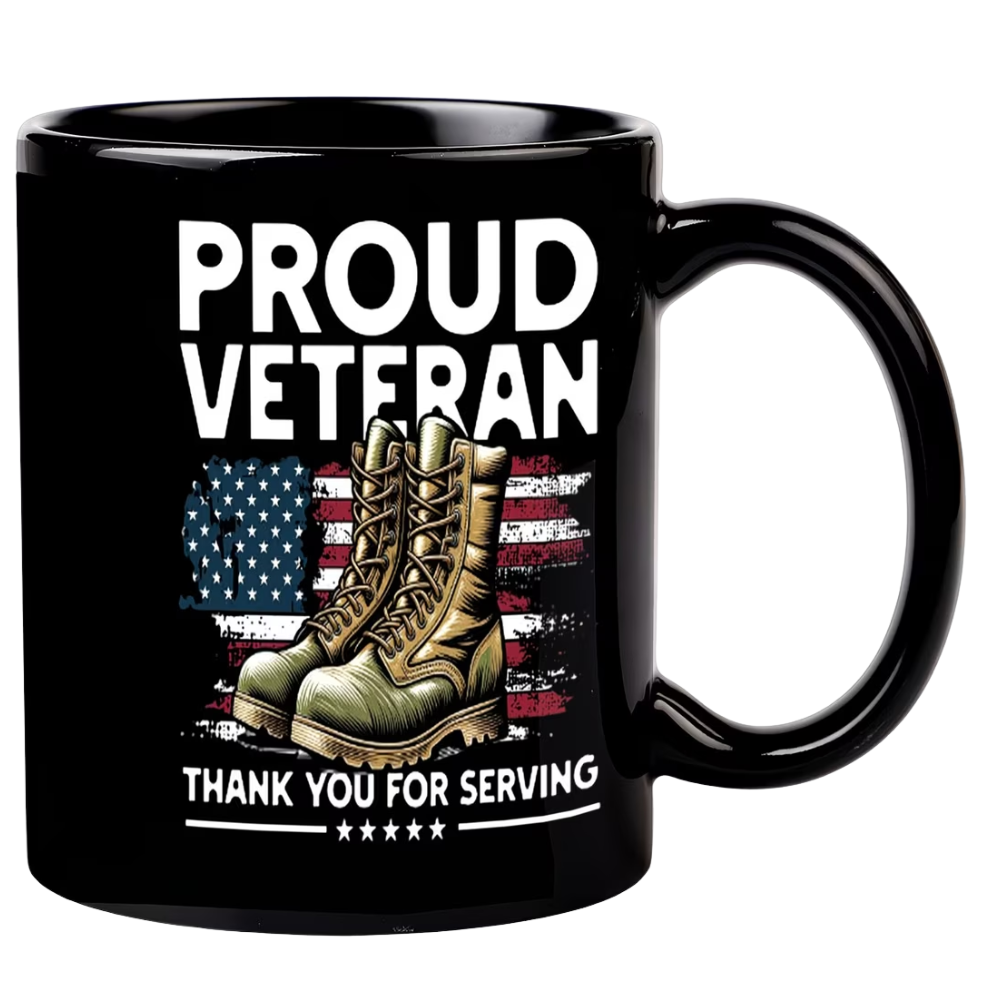1pc 1pcs Patriotic Veteran Mug with Proud Service Boot Patterns & American Flag 
