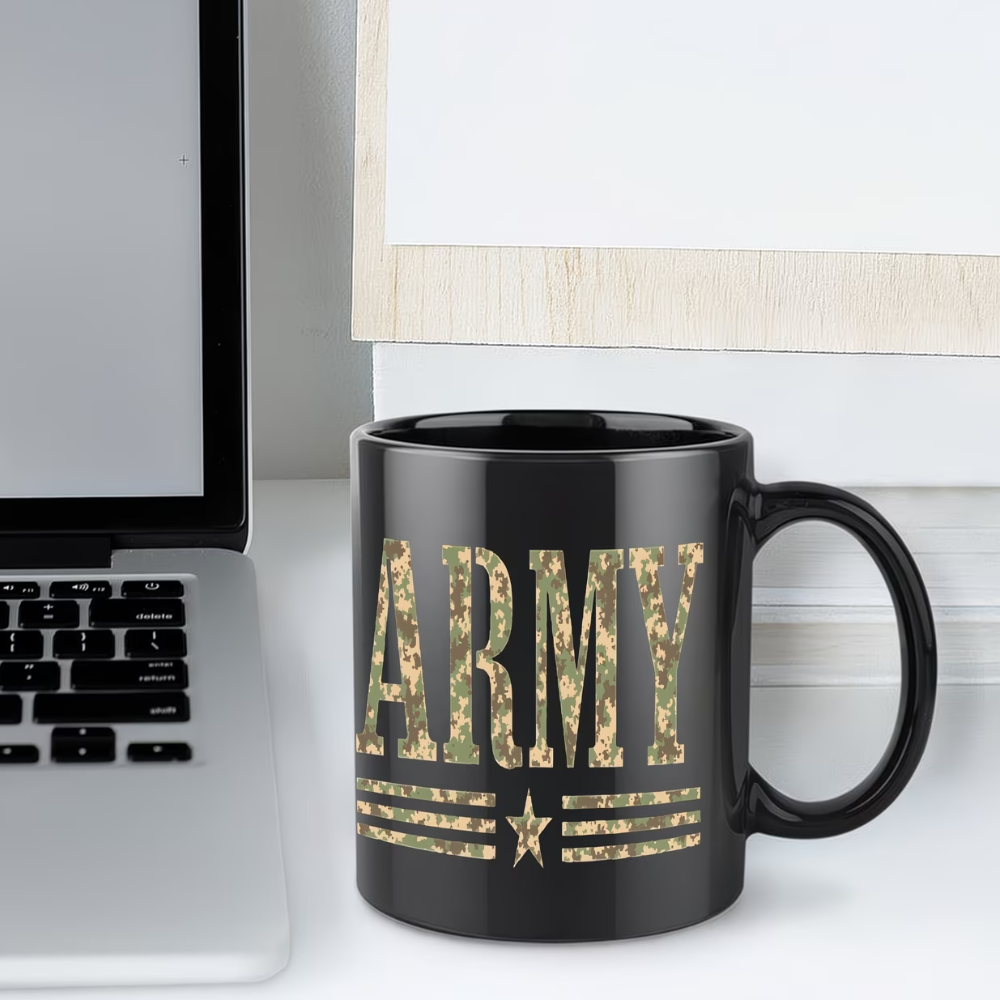 1pc Army Camouflage Ceramic Coffee Mug with Camo