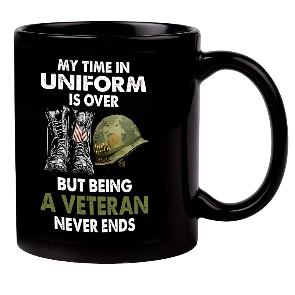 1pc, 11oz, Veteran Tribute Ceramic Black Coffee Mug/Tea Cup