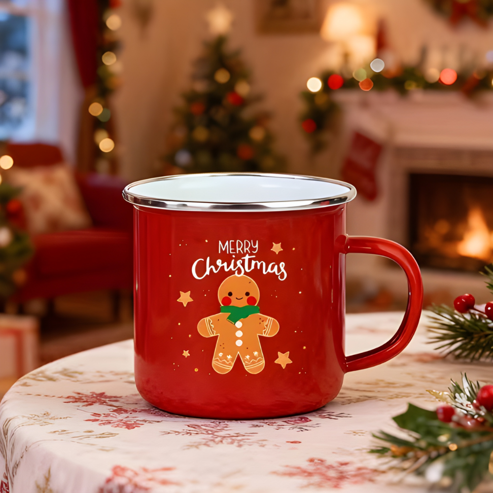 1 Piece Of Christmas Enamel Mug