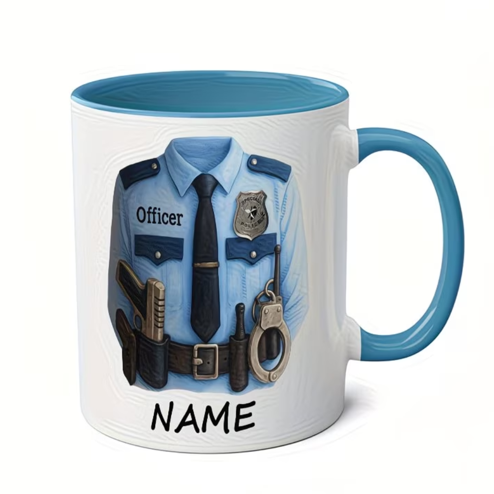 Personalized Police Officer Name Badge Ceramic Coffee Mug