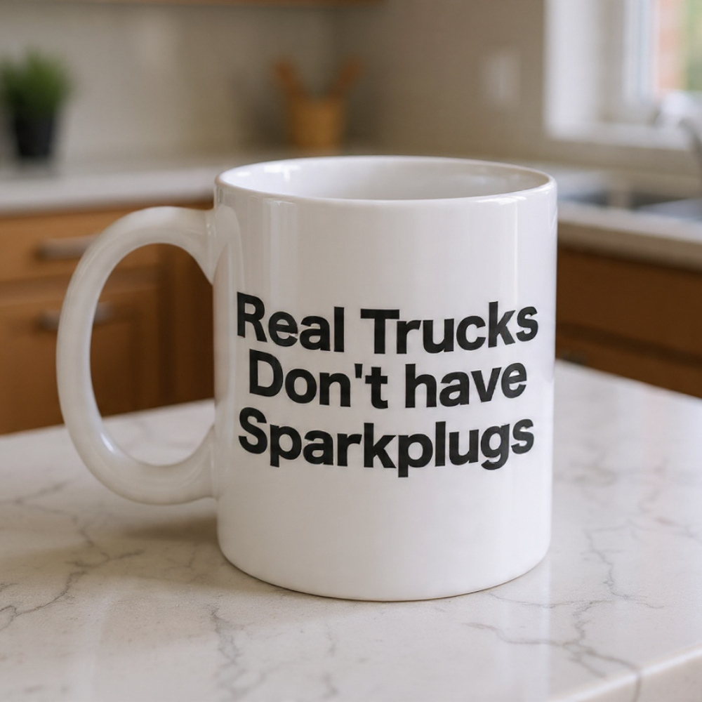 Ceramic Diesel Truck Driver Coffee Mug with Real Trucks Text