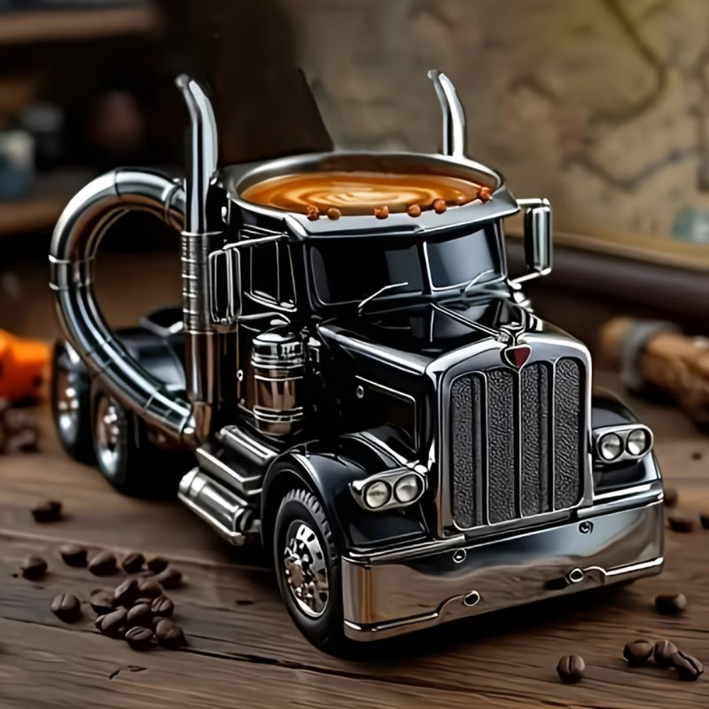 Handmade Semi Truck Shaped Coffee Mug for Truck Drivers