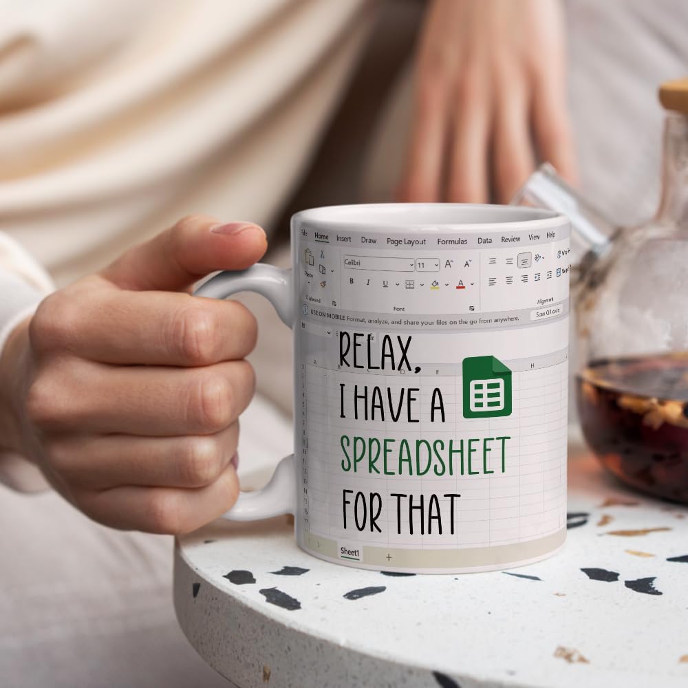 Funny Accountant Coffee Mug Spreadsheet Humor Gift for CPA Finance Banker and Coworker