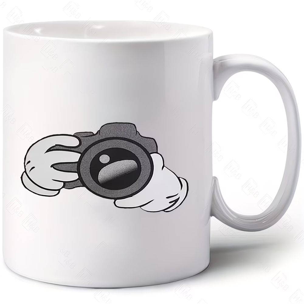 1pc Funny Camera-Shaped Coffee Mug - 11oz White Ceramic Cup with Red Interior & Black Camera Design, Dishwasher Safe