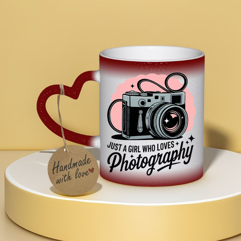1pc with A Camera Is Merely a Girl Who Loves Photography 11oz Unique Gift Durable Coffee Cup and Ceramic Coffee Mug Perfect for Leisure Time and Reading and Home Regular Use Perfect for Holiday Gift Thanksgiving Gift Halloween Gift Birthday Gift