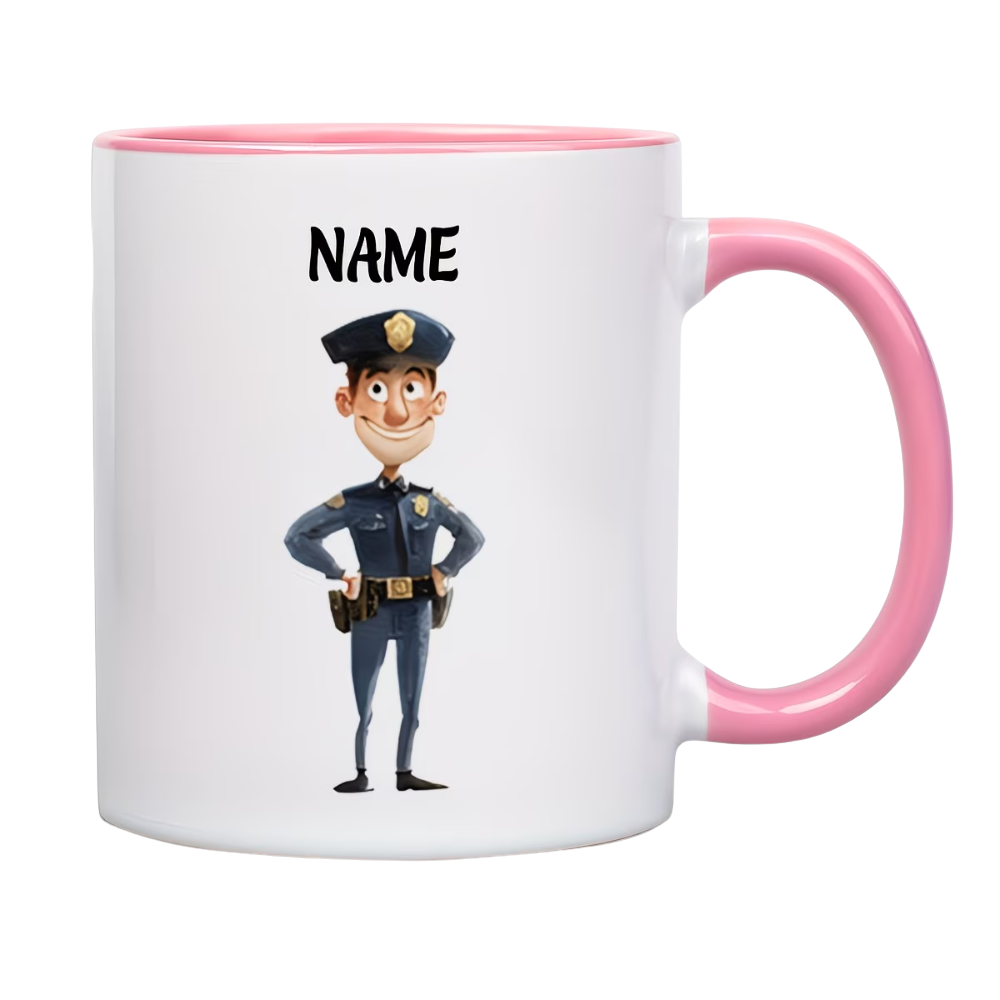 Custom Name Smiling Police Officer Mug