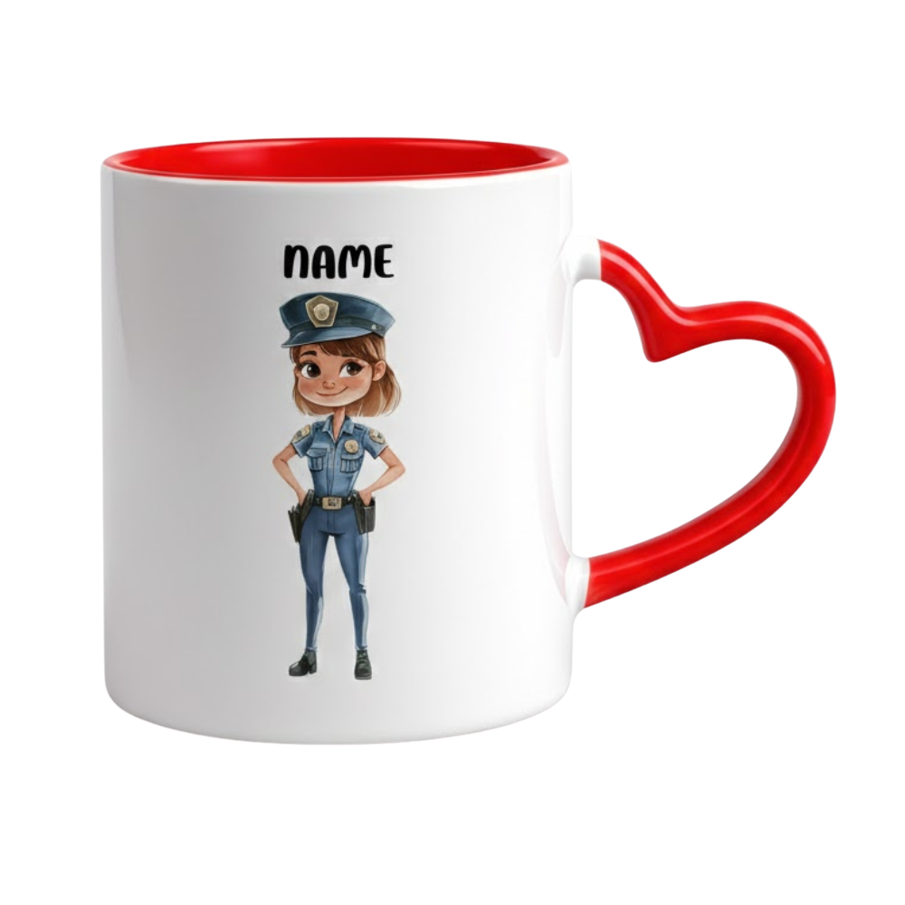 Personalized Police Officer Cartoon Name Mug