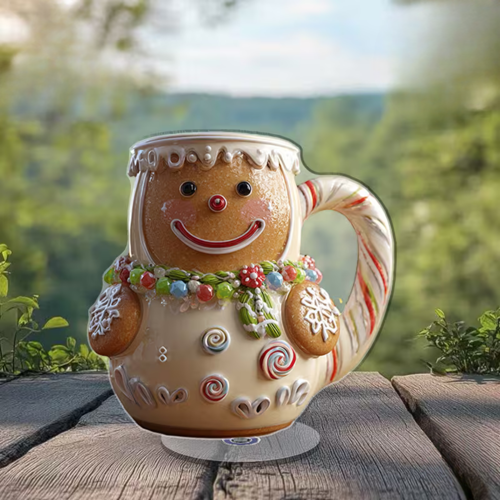 2D Flat Rotating Acrylic Gingerbread Cookie Character Cup With Icing Details