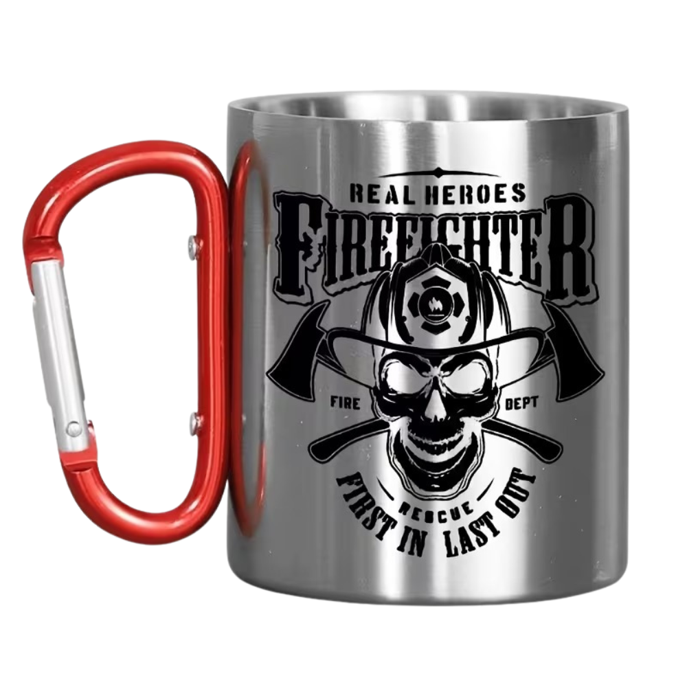 Real Heroes Fire Fighter Text Print 10oz Coffee Mug With Graphic Design