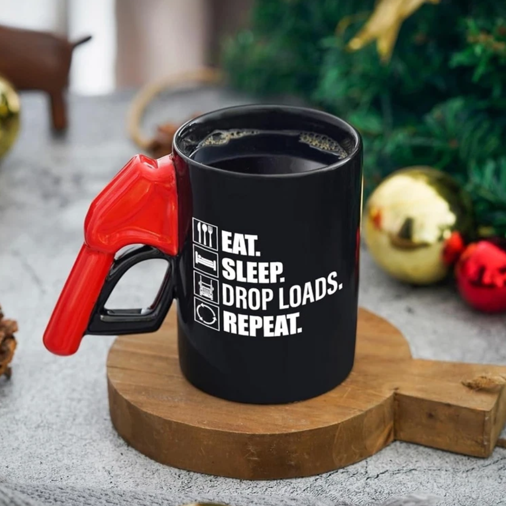 Eat Sleep Drop Loads Repeat Printed Truck Driver Themed Mug