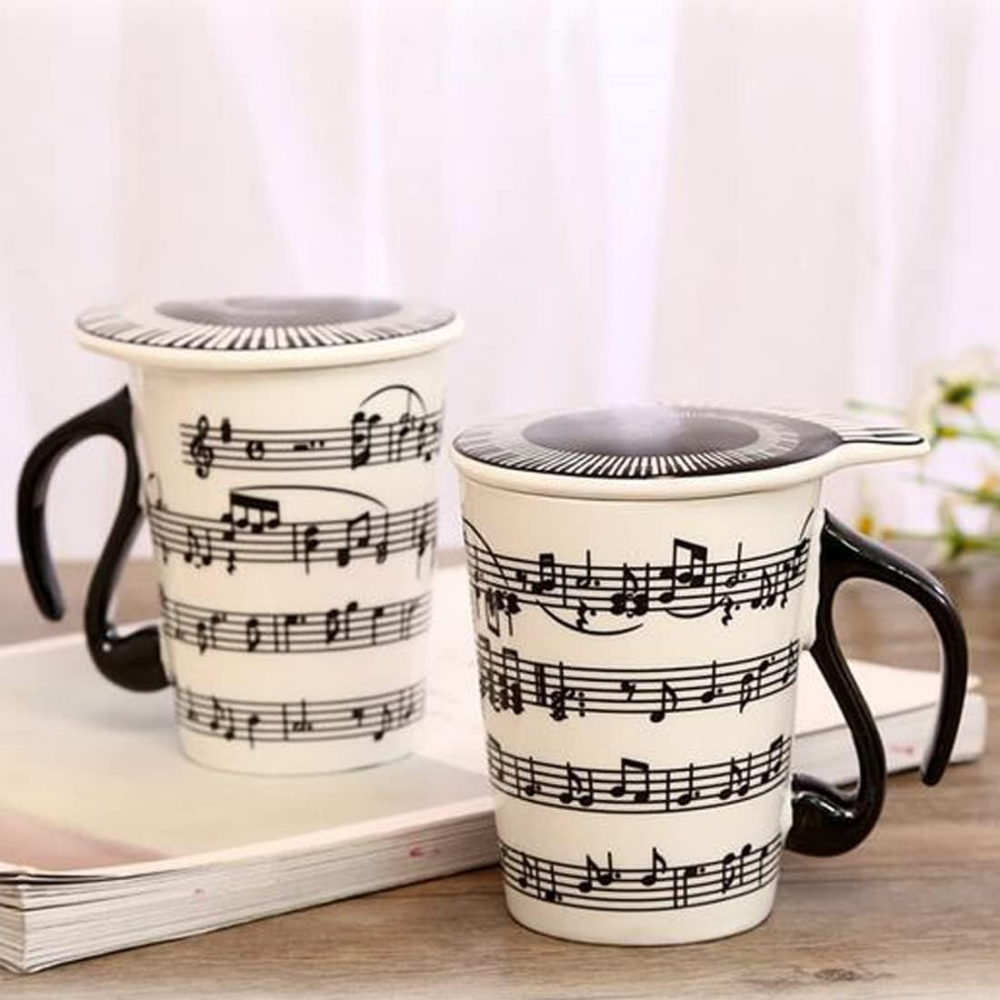 Music Notes Staves Text Printed Musician 11 Oz Coffee Mug with Lid