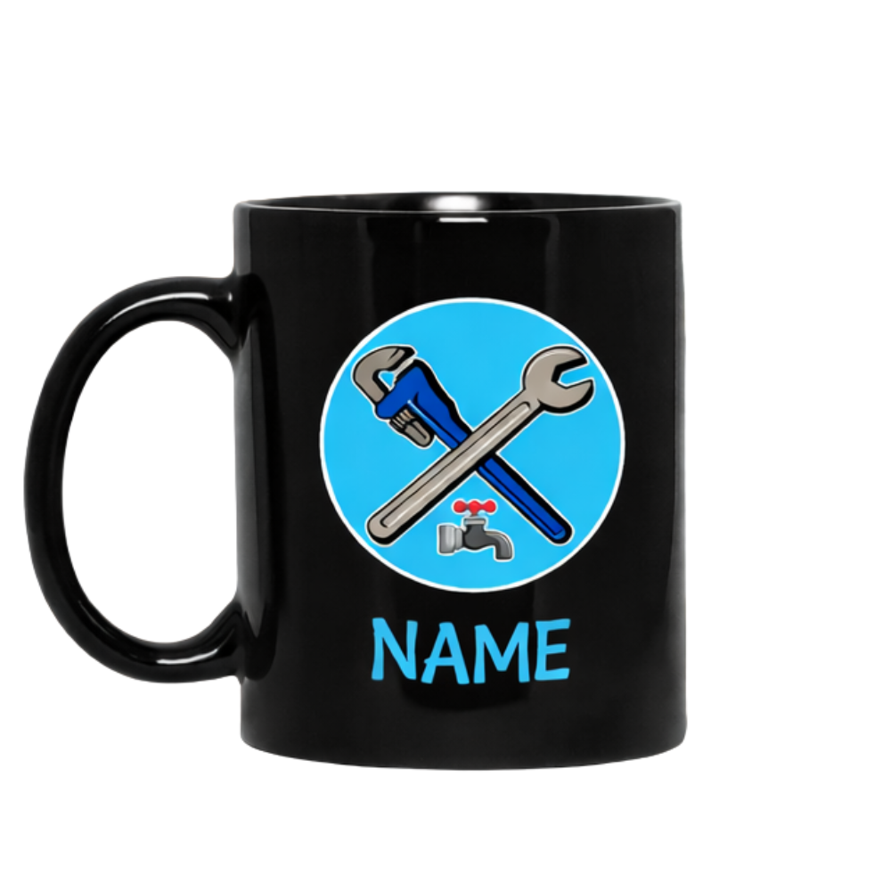 Personalized Name Plumber Wrench And Pipe Design Ceramic Mug