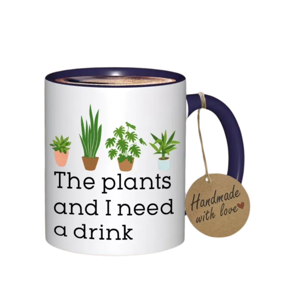 Botanical Theme Ceramic Coffee Cup With Funny Text Printed