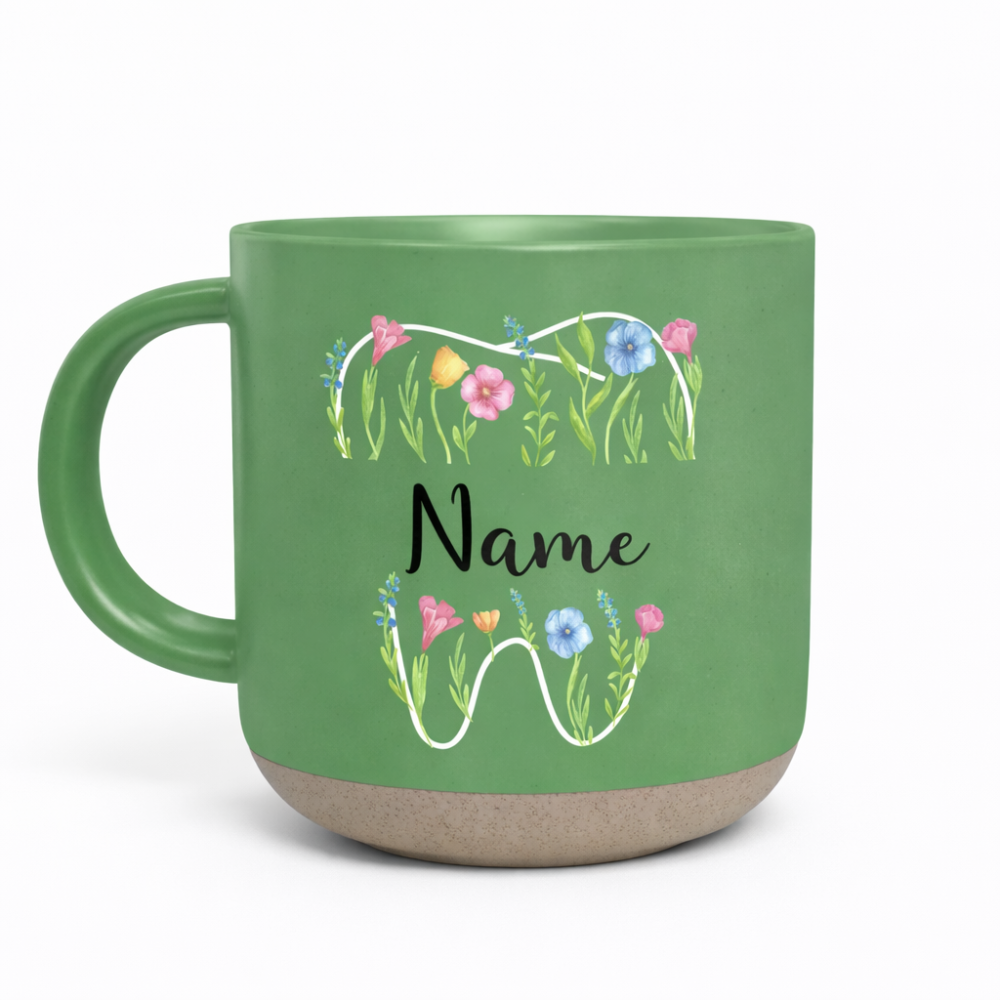 Custom Dental Themed Wildflowers Printed Pottery Mug