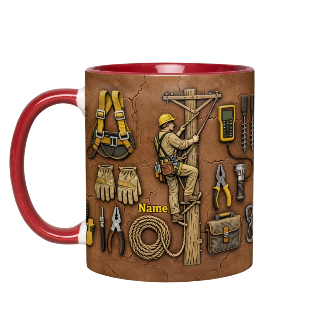 Personalized Lineman Gear Accent Ceramic Mug