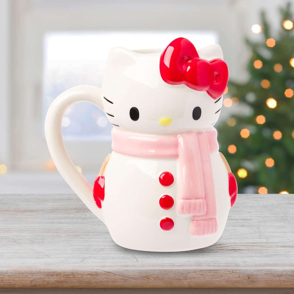 Christmas Snowman Cat Ceramic Mug With 3D Design