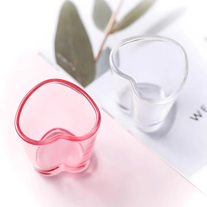 Transparent Shot Glasses Set - Elegant Heart-Shaped Design-Mineral Mug
