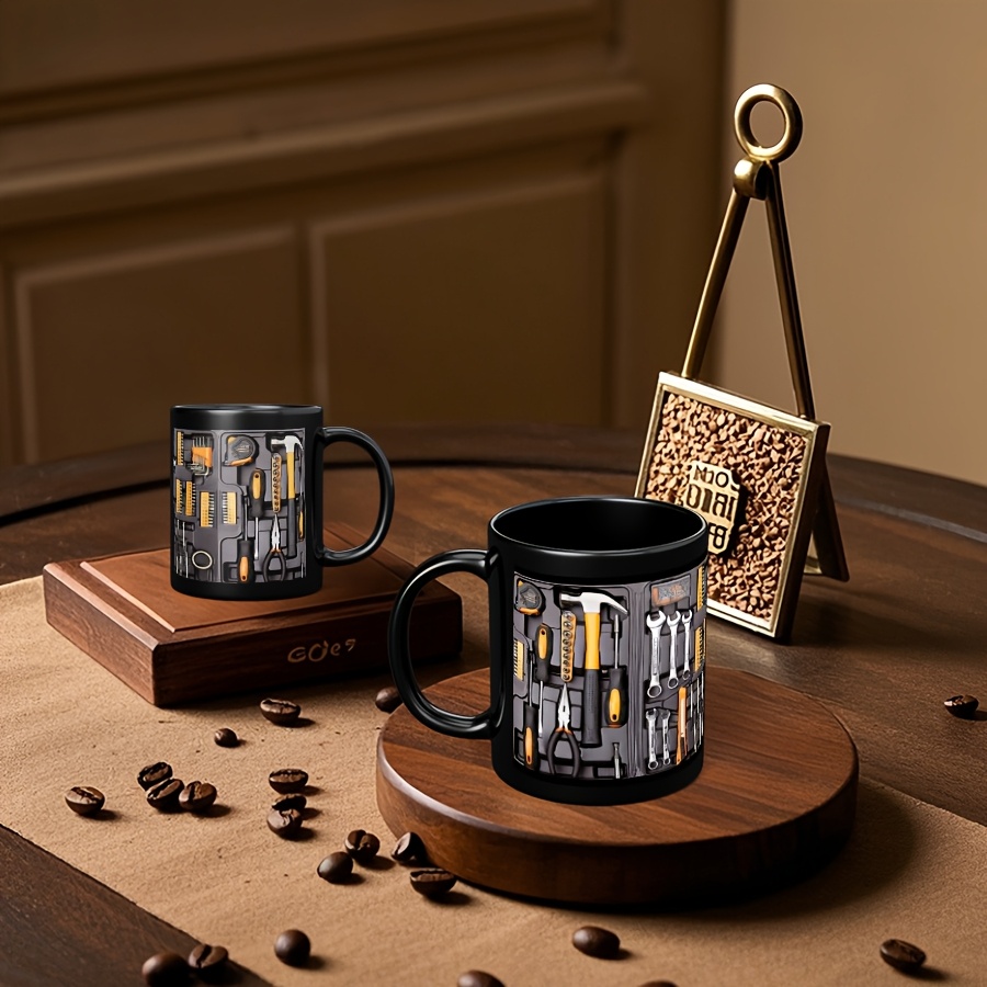 11oz Industrial Themed Ceramic Mug Compatible For Toolbox