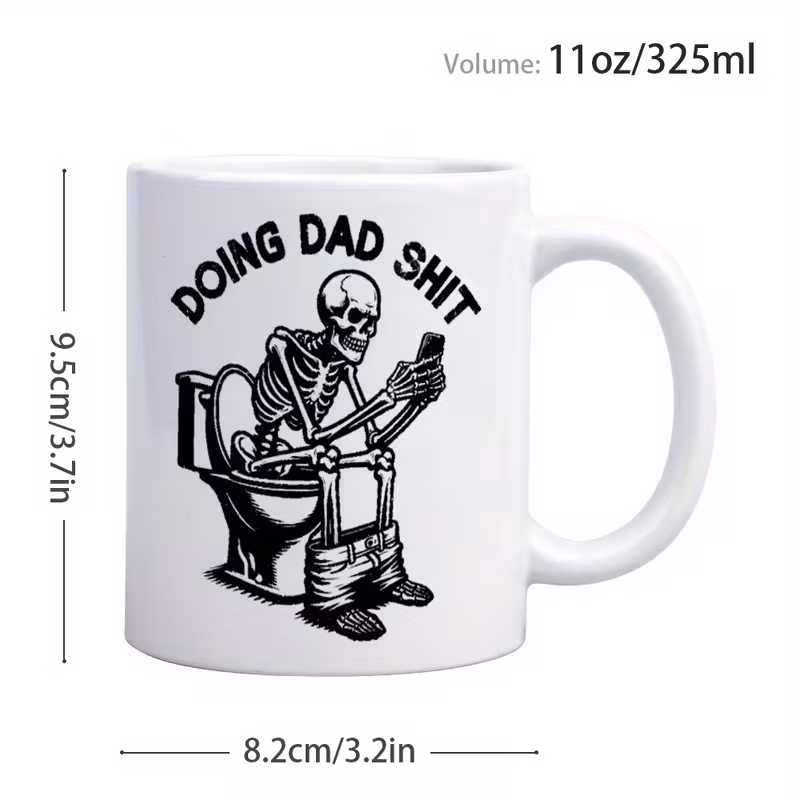 1pc funny skull doing dad 11oz ceramic coffee mug humorous skeleton design perfect gift for fathers day birthdays christmas halloween thanksgiving and more 3