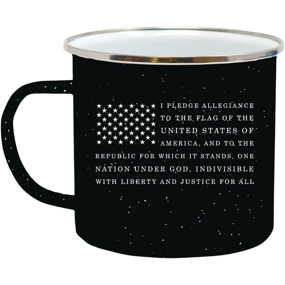 USA Pledge of Allegiance Flag Camp Mug Enamel Camping Coffee Cup