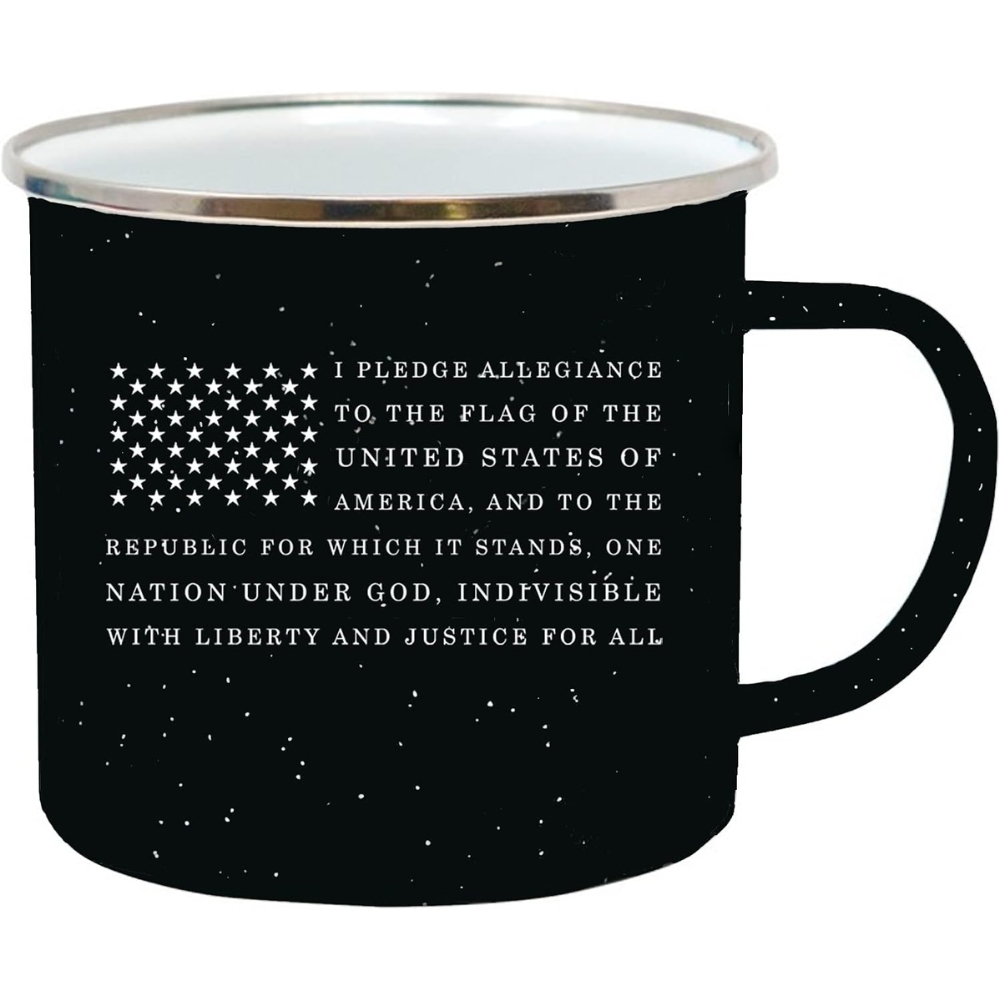 USA Pledge of Allegiance Flag Camp Mug Enamel Camping Coffee Cup