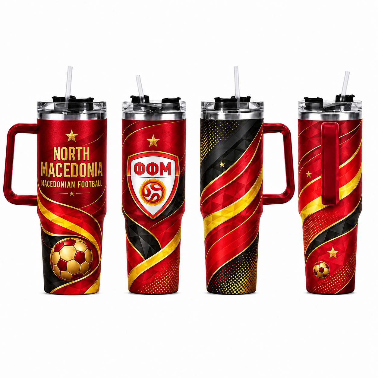 FIFA 2026 North Macedonia Football Sports All Over Printed 40oz Tumbler With Straw And Lid