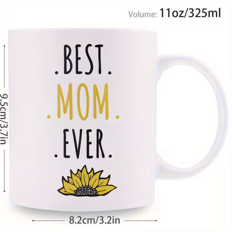 1pc 11oz inspirational sunflower coffee mug cup yellow sunflower pattern mom gift for mothers day birthday daily use for christmas daily drinkware birthday present cup white 11