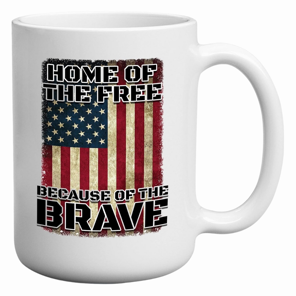 Military Veteran Coffee Mug USA Flag Home of The Free Because Of The few Cup Gift For Marine Navy Army Air Force