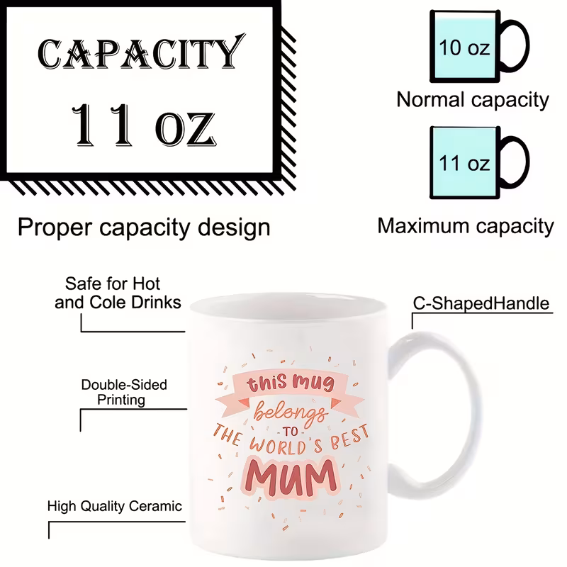 1pc 11oz mug mother gift gift for her grandma gift for mom pink mothers day present wife for sister birthday gift funny gift tea cup ceramic coffee mug double sided design drinkware home decor 4