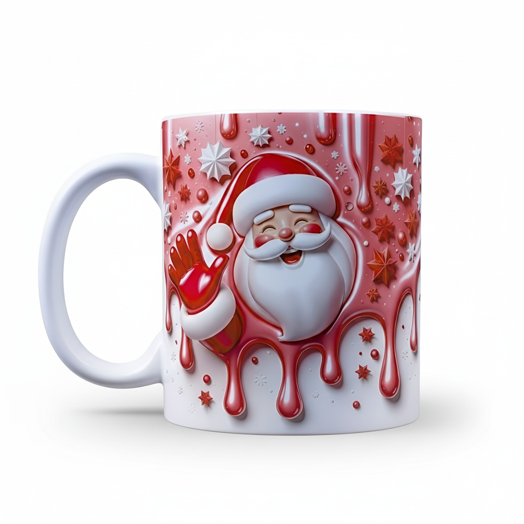 3D Santa Christmas Ceramic Coffee Mug With Realistic Santa Claus Face