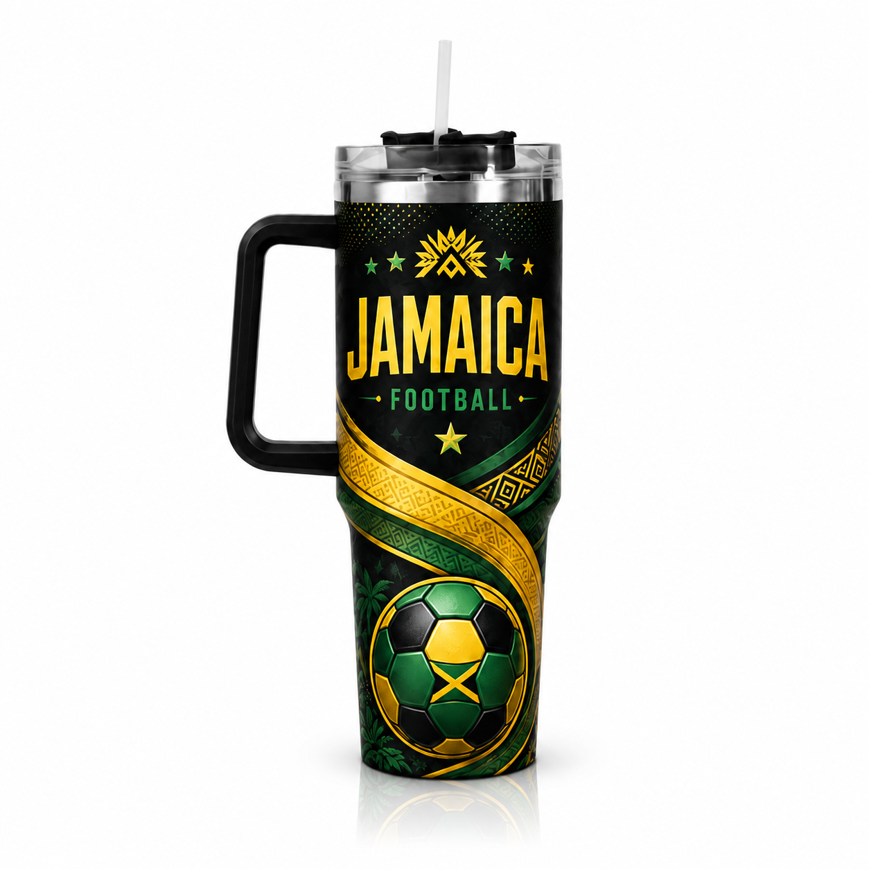 FIFA 2026 Jamaica Football Sports All Over Printed 40oz Tumbler With Straw And Lid