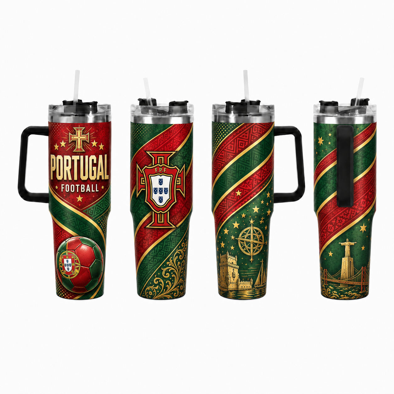FIFA 2026 Portugal Football Sports All Over Printed 40oz Tumbler With Straw And Lid