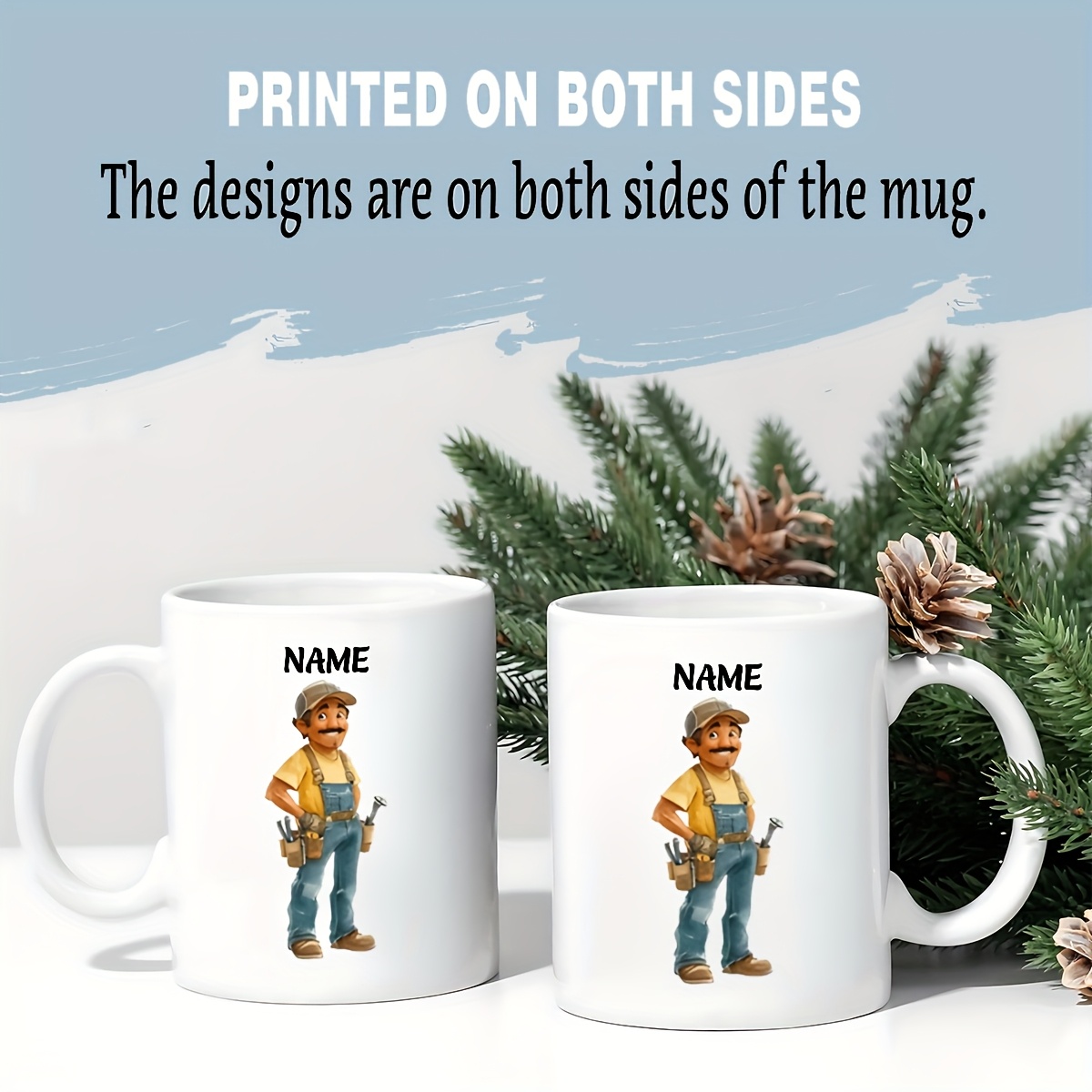 11oz Personalized Name Custom Cartoon Style Ceramic Coffee Mug.