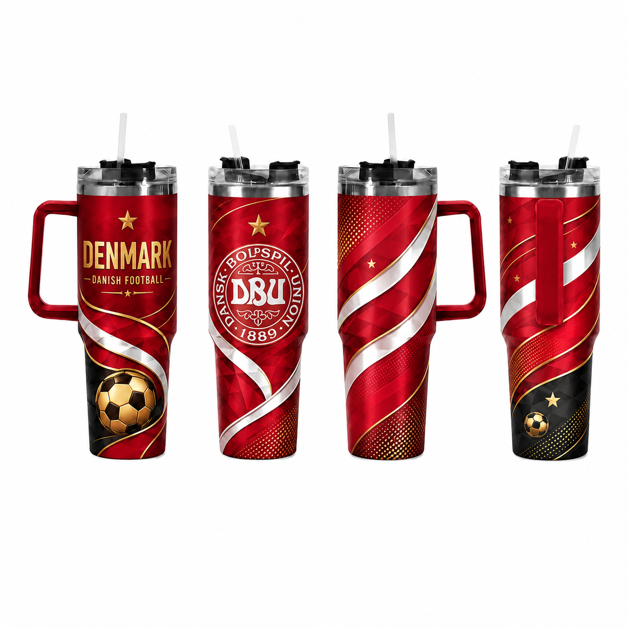 FIFA 2026 Denmark Football Sports All Over Printed 40oz Tumbler With Straw And Lid