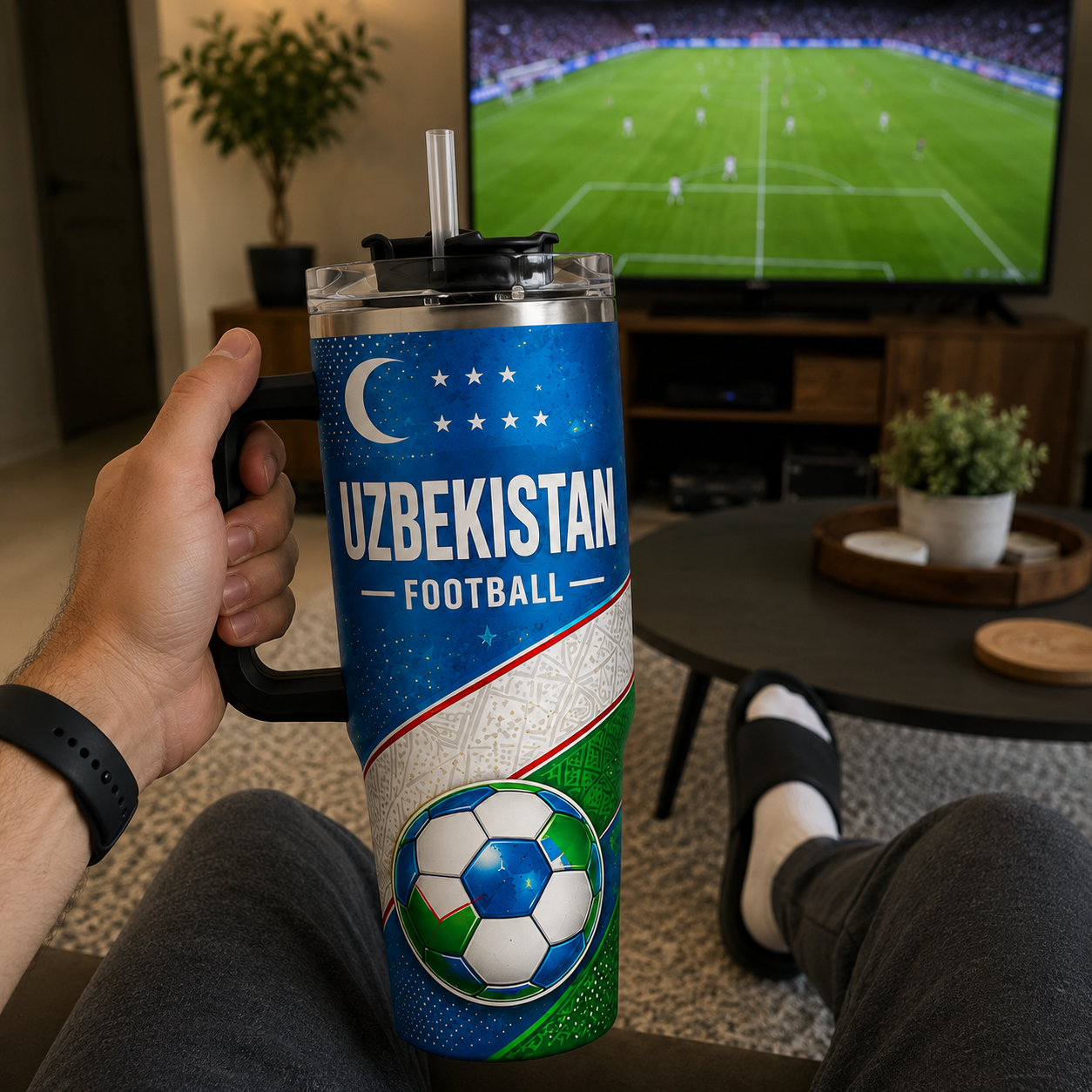 FIFA 2026 Uzbekistan Football Sports All Over Printed 40oz Tumbler With Straw And Lid