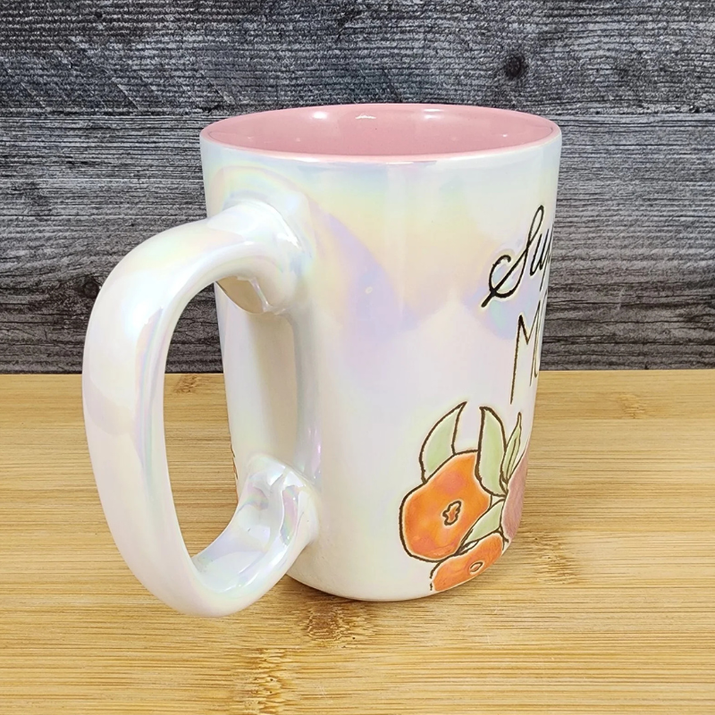 18oz Ceramic Mug With Embossed Floral Design For Mom