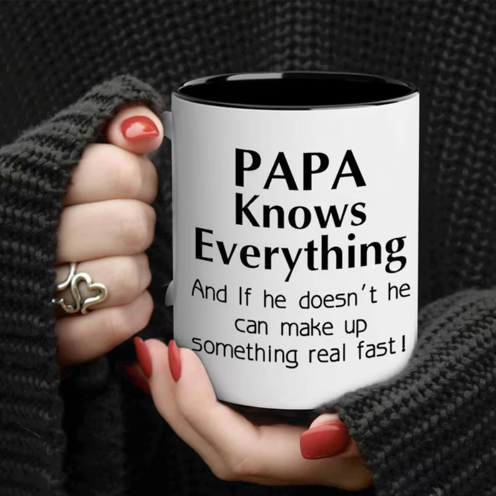 Ceramic Papa Knows Everything Coffee Mug for Dad Novelty Drinkware
