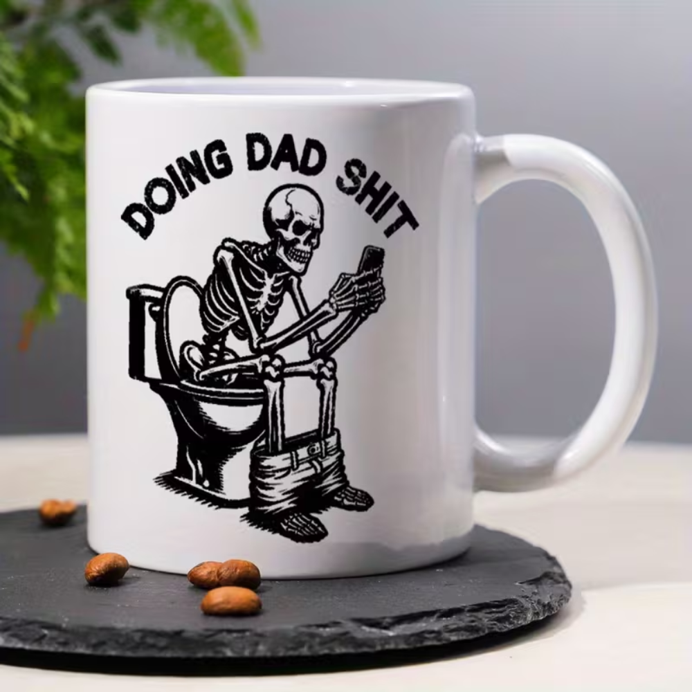 11 oz Ceramic Funny Skull Coffee Mug for Dad Novelty Drinkware